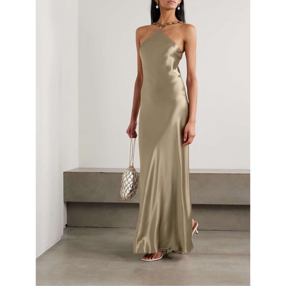 STAUD Dresses & Skirts - STAUD Cadence embellished satin maxi dress In Gold US 2 $600